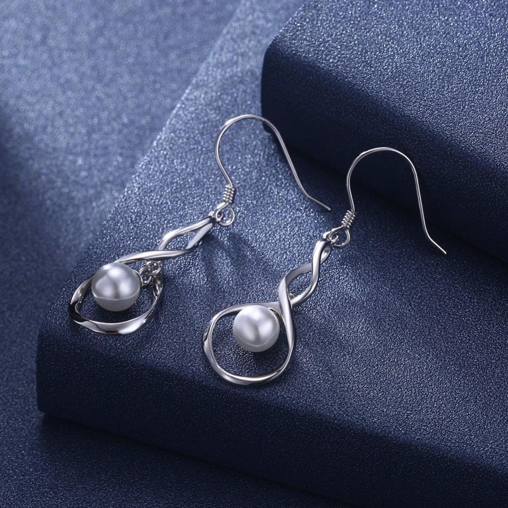 Women’s 925 Sterling Silver Drop Earrings, Golden Color with Pearl, Trendy Jewelry for Ladies - Personalized Jewel