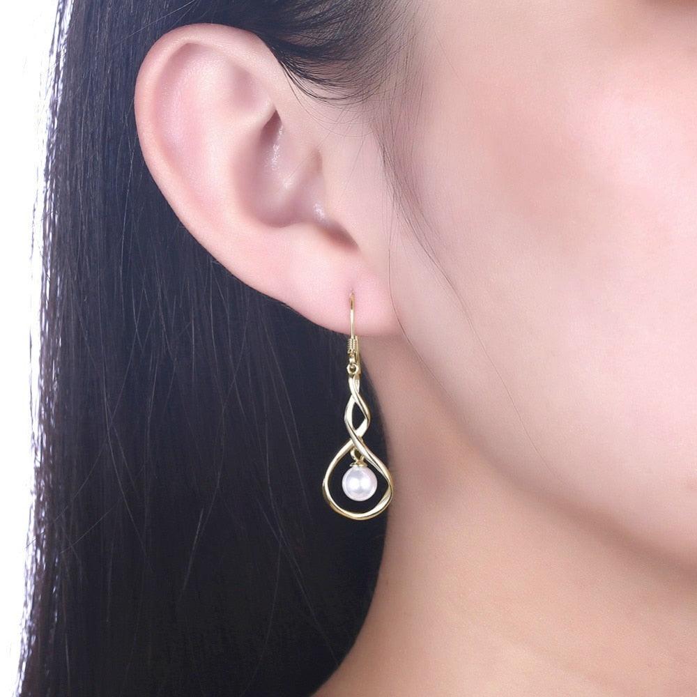 Women’s 925 Sterling Silver Drop Earrings with Pearl, Hypoallergenic, Valentine’s Day Gift for Ladies - Personalized Jewel