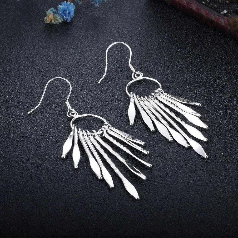Women’s 925 Sterling Silver Hook Earrings with Tassels, Best Jewelry Party Gift for Her - Personalized Jewel