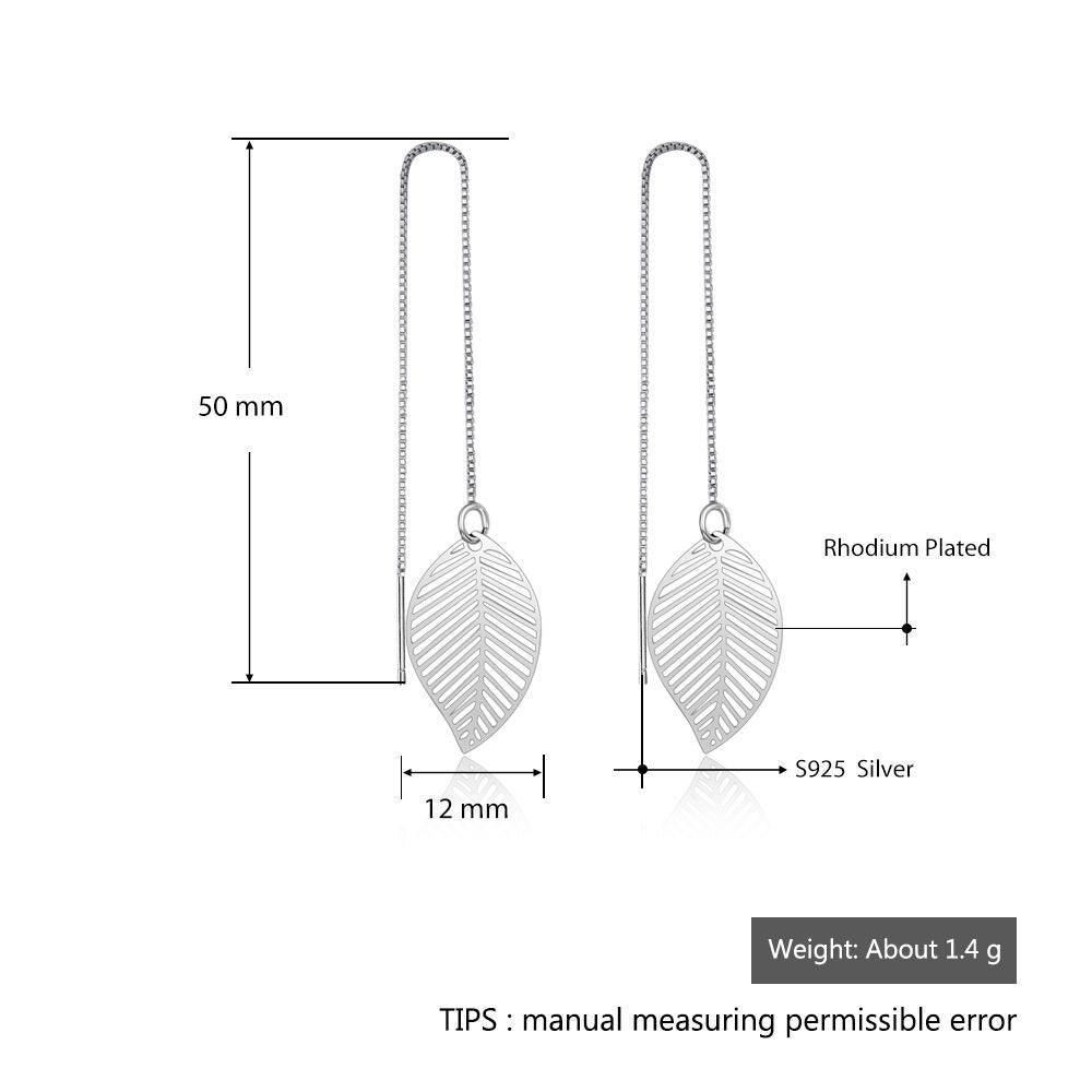 Women’s 925 Sterling Silver Leaves Drop Earrings with Tassels Pendant, Unique Jewelry Gift - Personalized Jewel