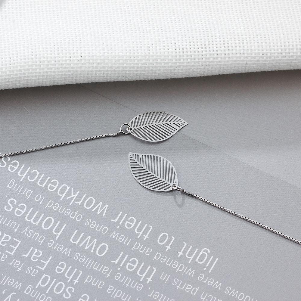 Women’s 925 Sterling Silver Leaves Drop Earrings with Tassels Pendant, Unique Jewelry Gift - Personalized Jewel