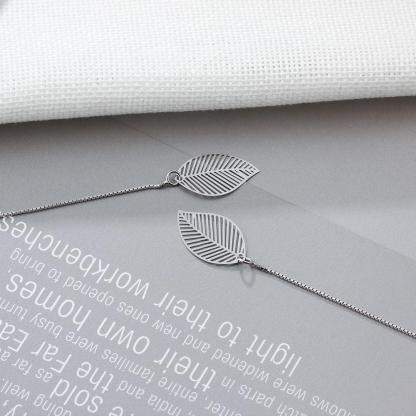 Women’s 925 Sterling Silver Leaves Drop Earrings with Tassels Pendant, Unique Jewelry Gift - Personalized Jewel
