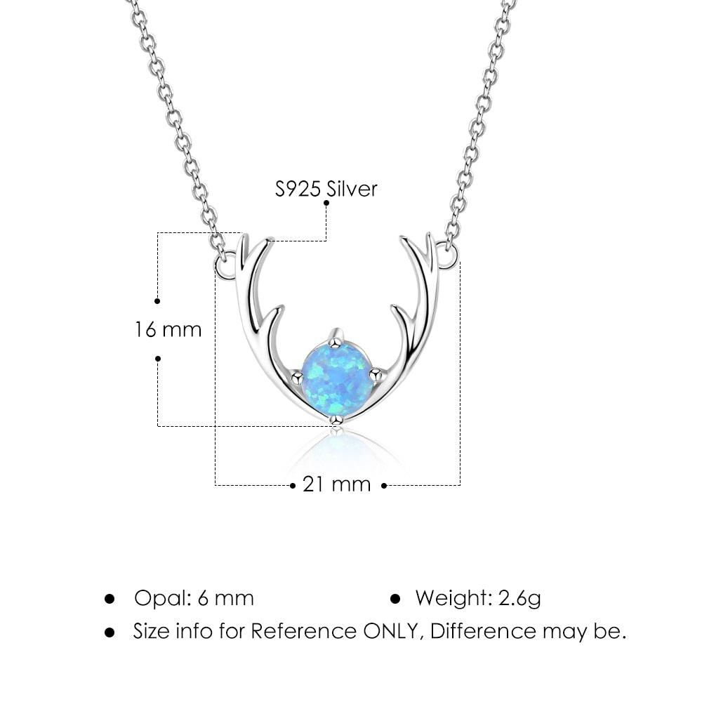 Women’s 925 Sterling Silver Necklace & Deer Head Design Pendant with Blue Opal, Trendy Party Jewelry - Personalized Jewel