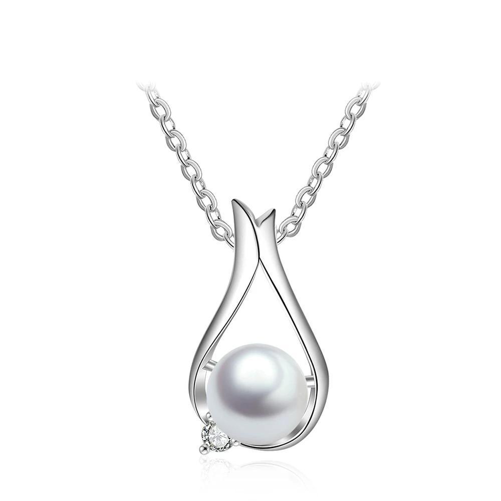 Women’s 925 Sterling Silver Necklace & Water Drop Shape Pendant with Pearl, Classic Fine Jewelry for Ladies - Personalized Jewel