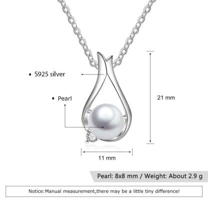 Women’s 925 Sterling Silver Necklace & Water Drop Shape Pendant with Pearl, Classic Fine Jewelry for Ladies - Personalized Jewel