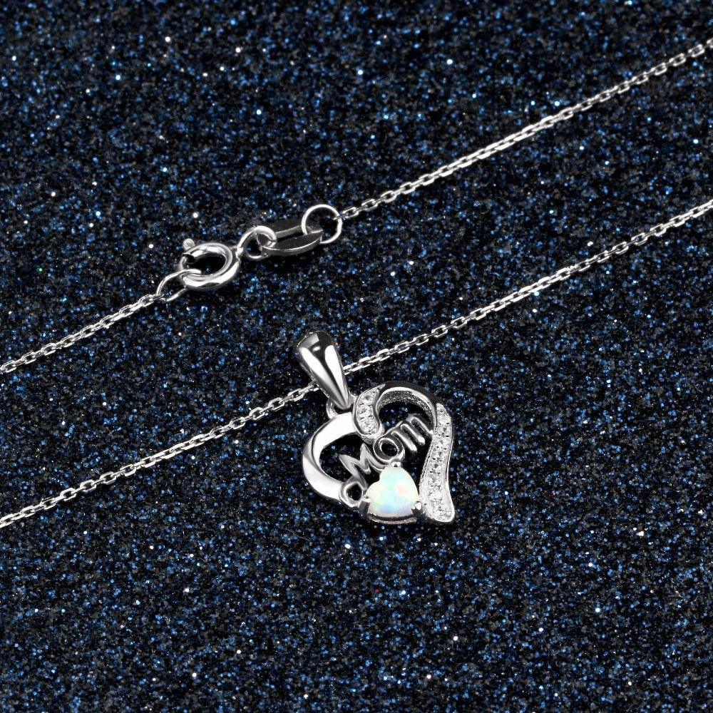 Women’s 925 Sterling Silver Necklace With Heart Shape Stone Pendant - Personalized Jewel