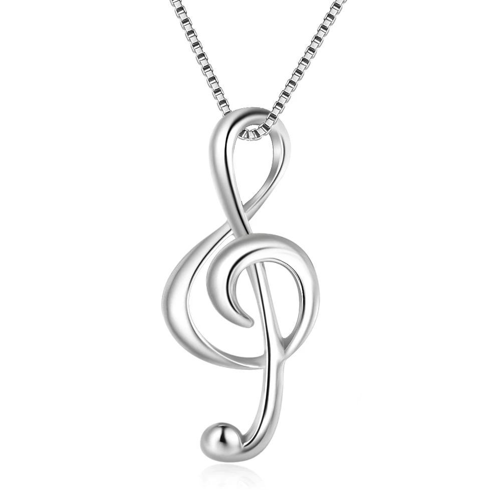 Women’s 925 Sterling Silver Necklace with Musical Note Pendant, Elegant Gift for Girlfriend-Personalized Jewels