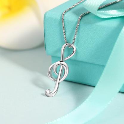Women’s 925 Sterling Silver Necklace with Musical Note Pendant, Elegant Gift for Girlfriend - Personalized Jewel