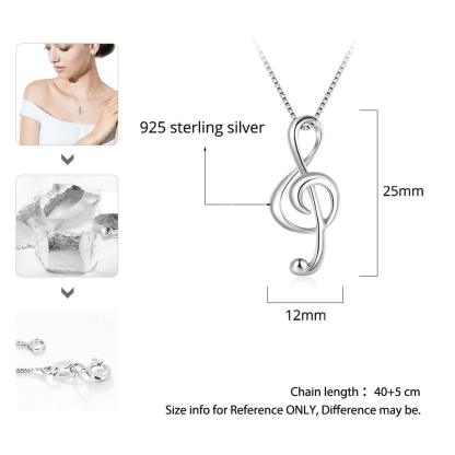 Women’s 925 Sterling Silver Necklace with Musical Note Pendant, Elegant Gift for Girlfriend - Personalized Jewel