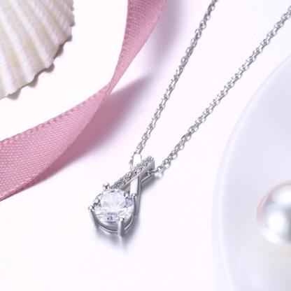 Women’s 925 Sterling Silver Necklace with Round Cubic Zirconia, Cross Design Fashion Pendant Necklace, Trendy Jewelry - Personalized Jewel