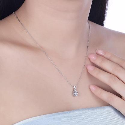 Women’s 925 Sterling Silver Necklace with Round Cubic Zirconia, Cross Design Fashion Pendant Necklace, Trendy Jewelry - Personalized Jewel