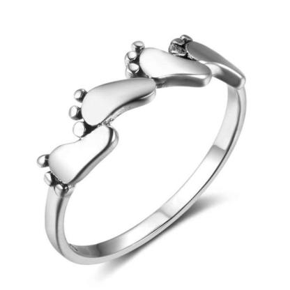 Women’s 925 Sterling Silver Ring, Baby Feet Design, Trendy Jewelry for Women - Personalized Jewel
