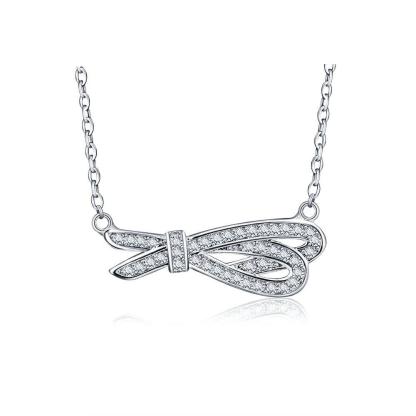 Women’s 925 Sterling Silver Romantic Pendant Necklace with Cubic Zirconia Stones, Trendy Fashion Jewelry for Ladies - Personalized Jewel
