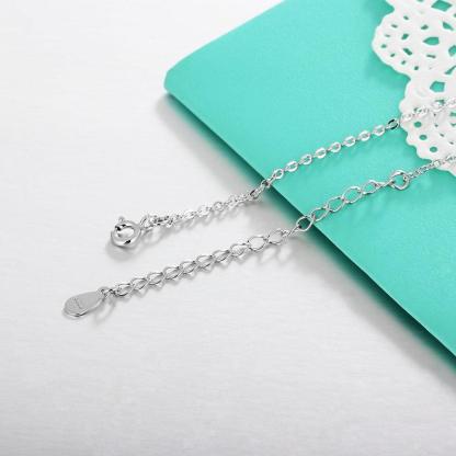 Women’s 925 Sterling Silver Romantic Pendant Necklace with Cubic Zirconia Stones, Trendy Fashion Jewelry for Ladies - Personalized Jewel