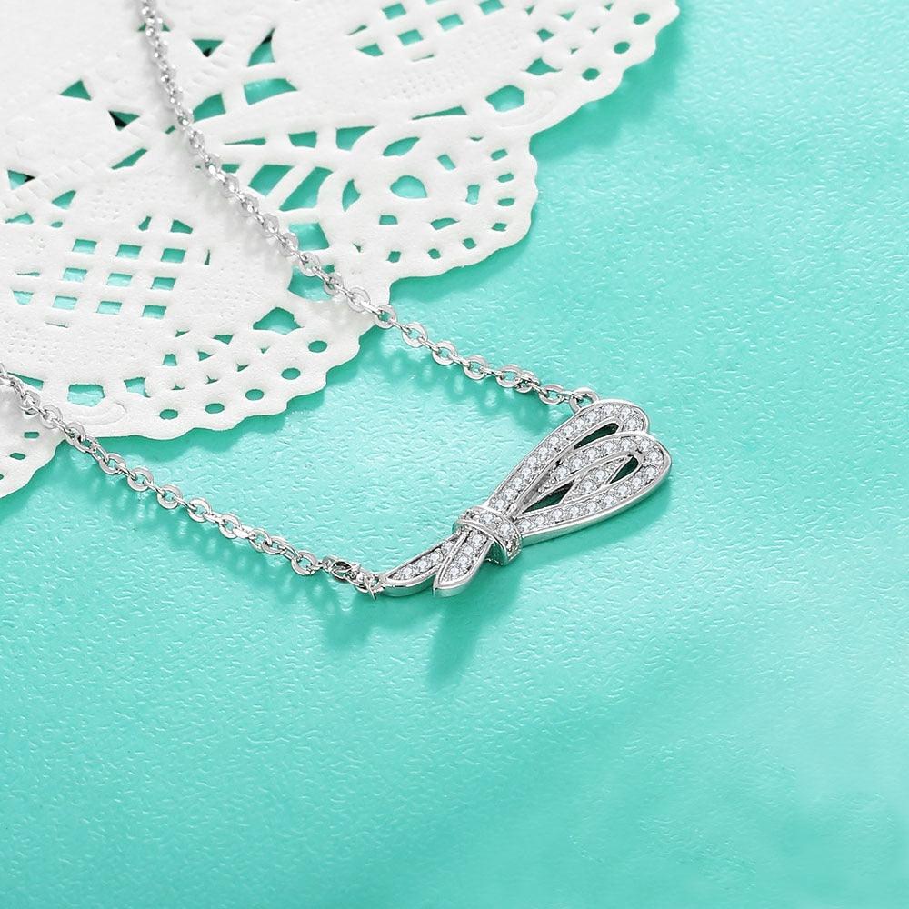Women’s 925 Sterling Silver Romantic Pendant Necklace with Cubic Zirconia Stones, Trendy Fashion Jewelry for Ladies - Personalized Jewel