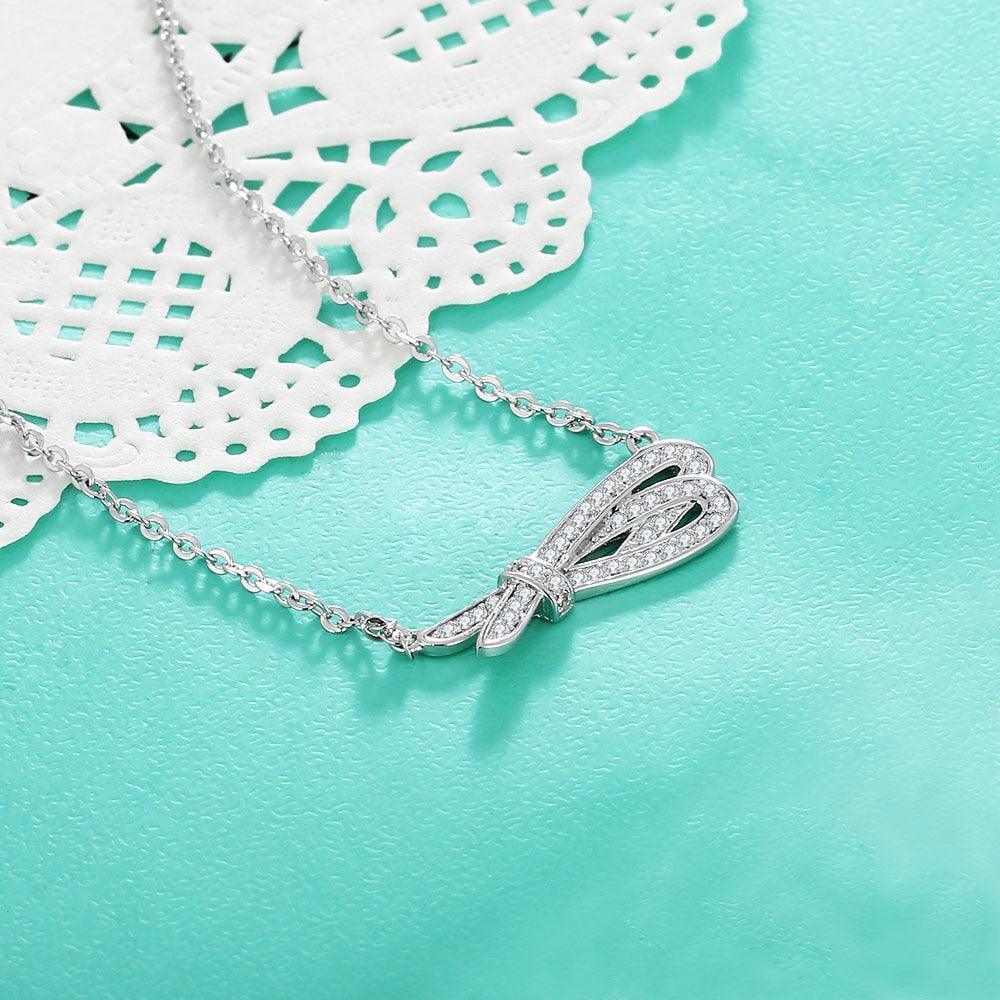 Women’s 925 Sterling Silver Romantic Pendant Necklace with Cubic Zirconia Stones, Trendy Fashion Jewelry for Ladies - Personalized Jewel