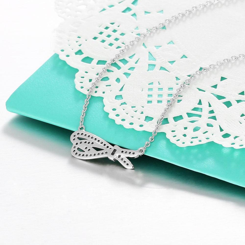 Women’s 925 Sterling Silver Romantic Pendant Necklace with Cubic Zirconia Stones, Trendy Fashion Jewelry for Ladies - Personalized Jewel