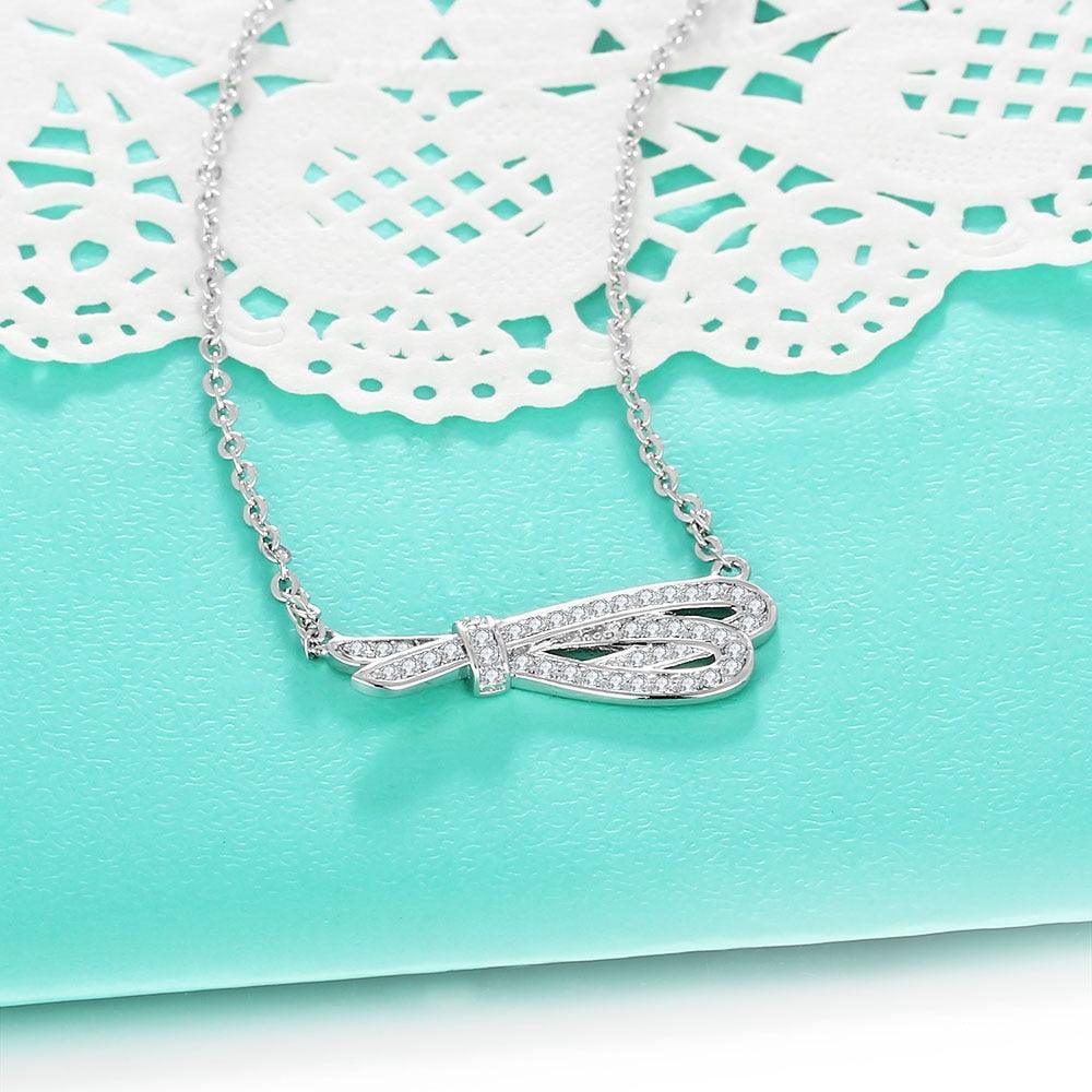 Women’s 925 Sterling Silver Romantic Pendant Necklace with Cubic Zirconia Stones, Trendy Fashion Jewelry for Ladies - Personalized Jewel