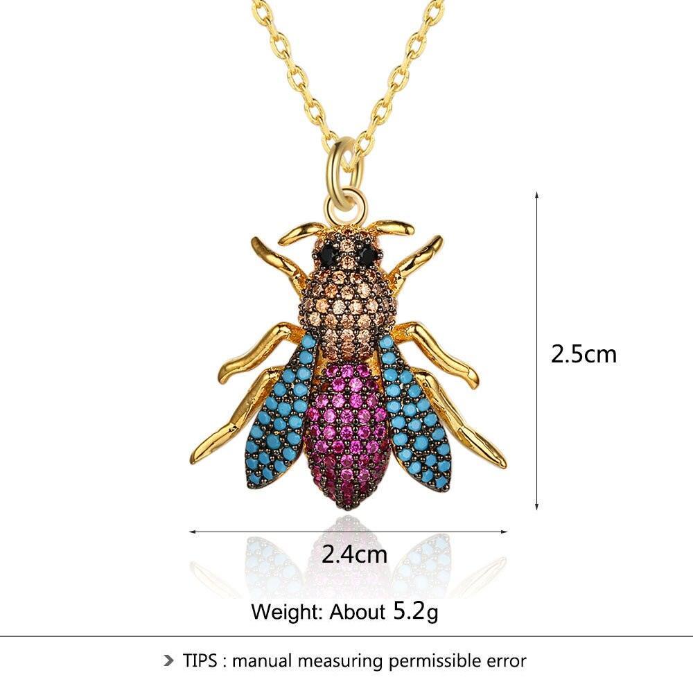 Women’s Crystal Bee Insect Pendant Necklace, Trendy Fashion Jewelry - Personalized Jewel