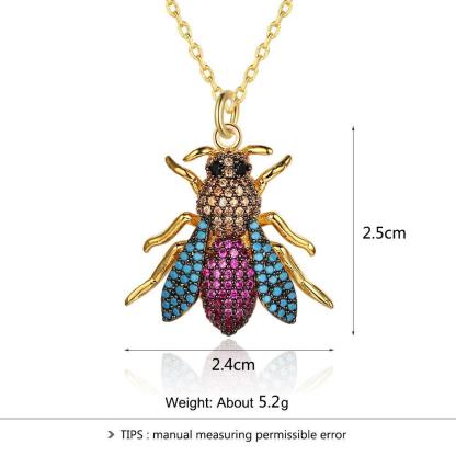 Women’s Crystal Bee Insect Pendant Necklace, Trendy Fashion Jewelry - Personalized Jewel