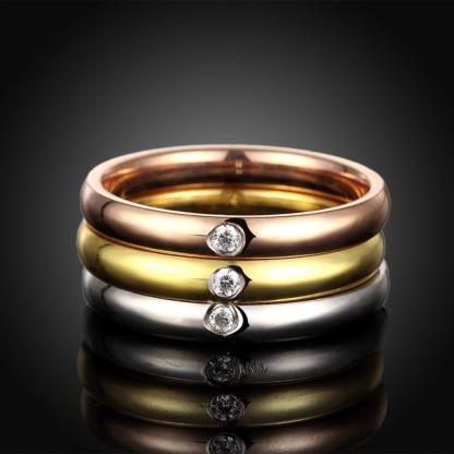 Women’s Titanium Steel 9mm Multicolor Ring – Trendy Jewelry – Three Cubic Zirconia Stones - Personalized Jewel