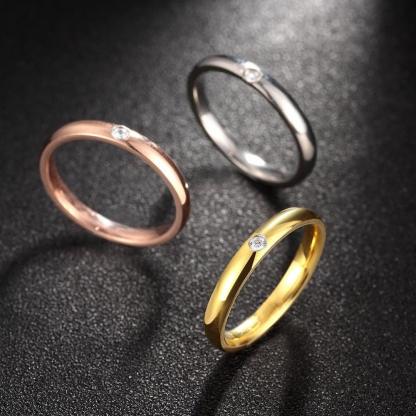 Women’s Titanium Steel 9mm Multicolor Ring – Trendy Jewelry – Three Cubic Zirconia Stones - Personalized Jewel