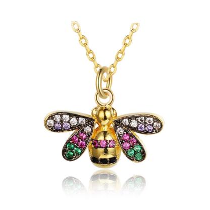 Women’s Trendy Bee Insect Pendant Necklace with Zirconia Stones, Jewelry Gift for Special Occasion - Personalized Jewel
