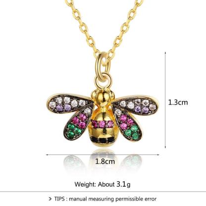 Women’s Trendy Bee Insect Pendant Necklace with Zirconia Stones, Jewelry Gift for Special Occasion - Personalized Jewel