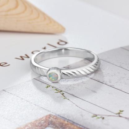 Women Solid Engagement Ring - Classy Opal Stoned 925 Sterling Silver Ring Ornaments - Personalized Jewel