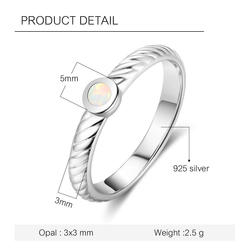 Women Solid Engagement Ring - Classy Opal Stoned 925 Sterling Silver Ring Ornaments - Personalized Jewel