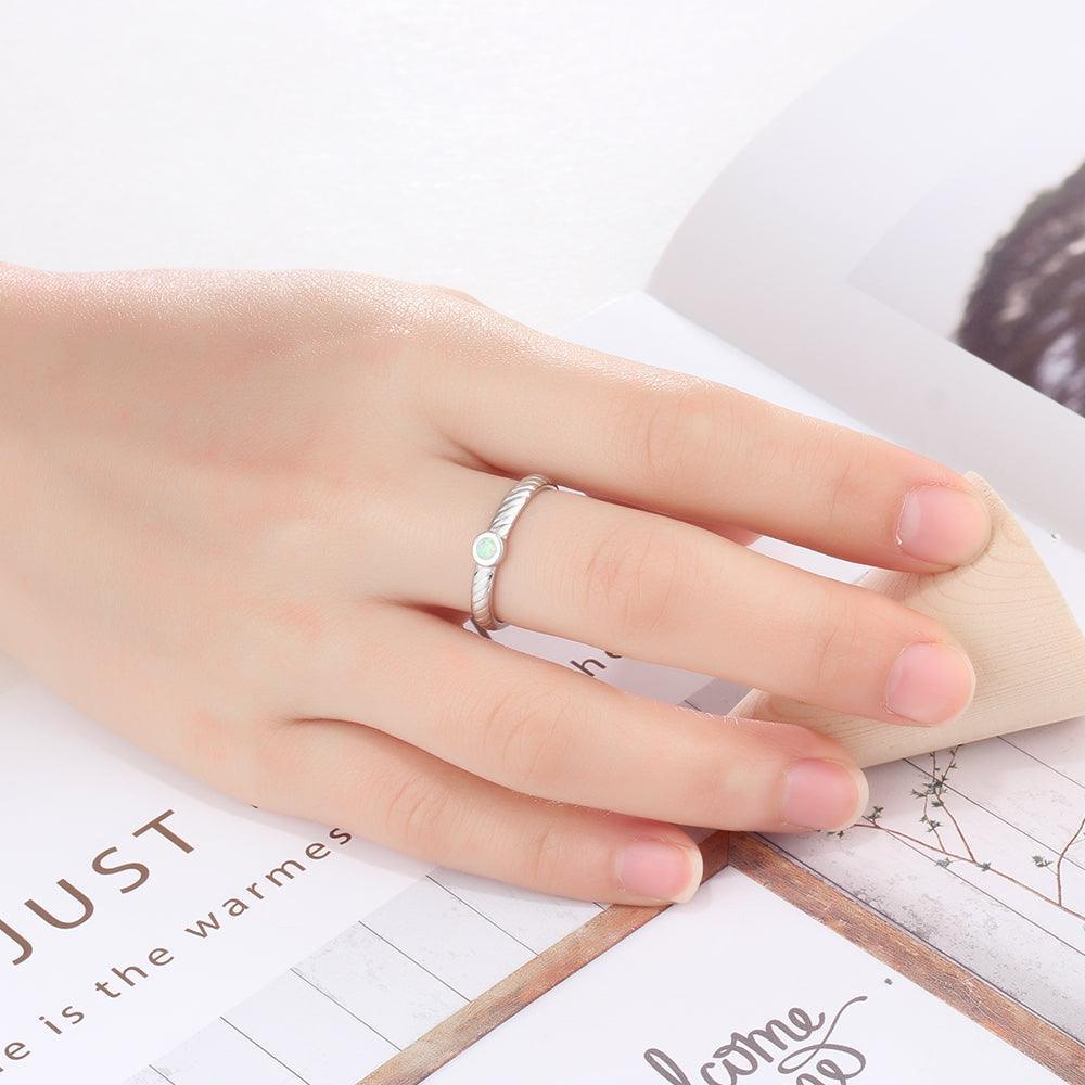 Women Solid Engagement Ring - Classy Opal Stoned 925 Sterling Silver Ring Ornaments - Personalized Jewel