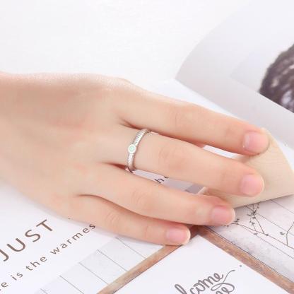 Women Solid Engagement Ring - Classy Opal Stoned 925 Sterling Silver Ring Ornaments - Personalized Jewel