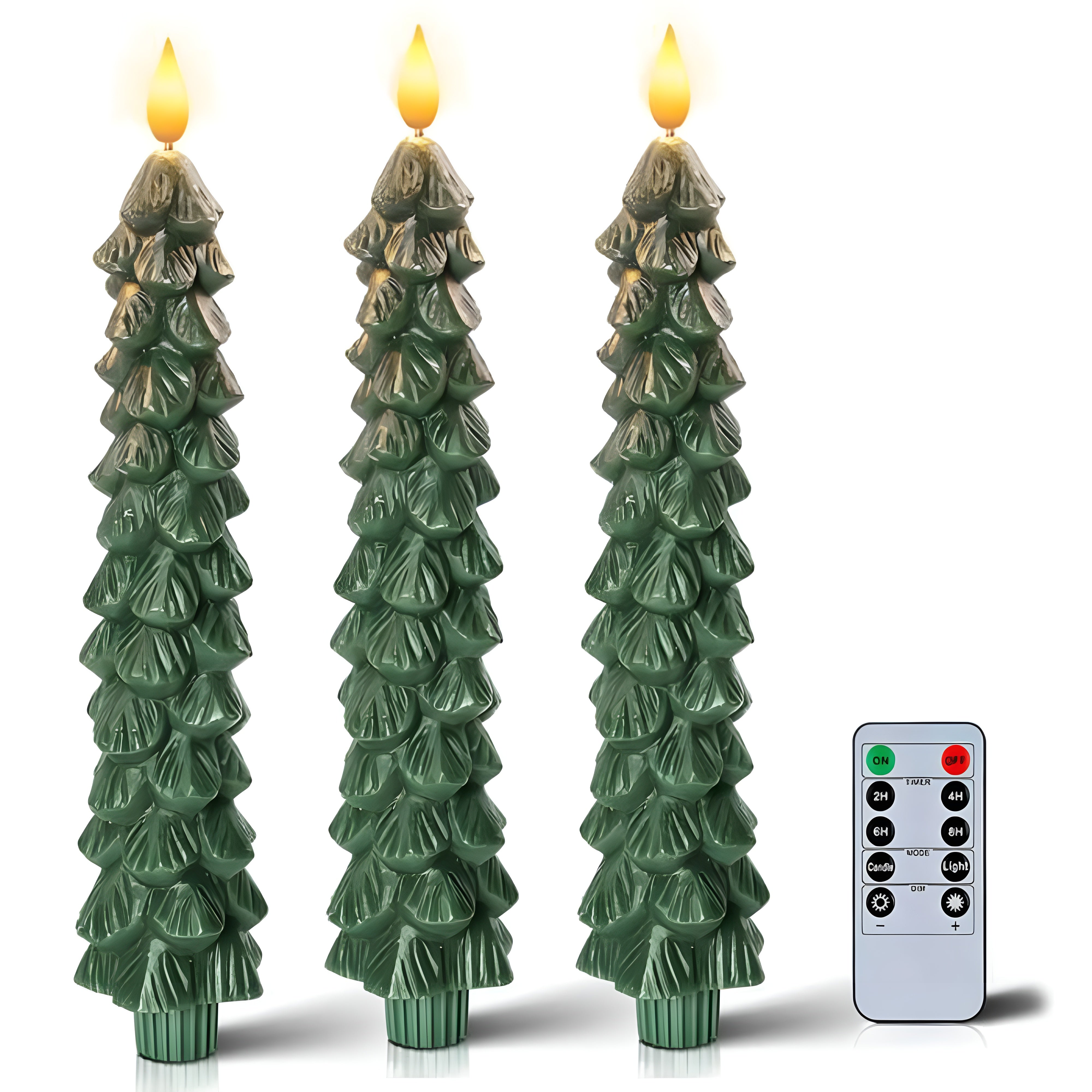Christmas Tree Shaped Flameless LED Candles With Remote Control-Personalized Jewels