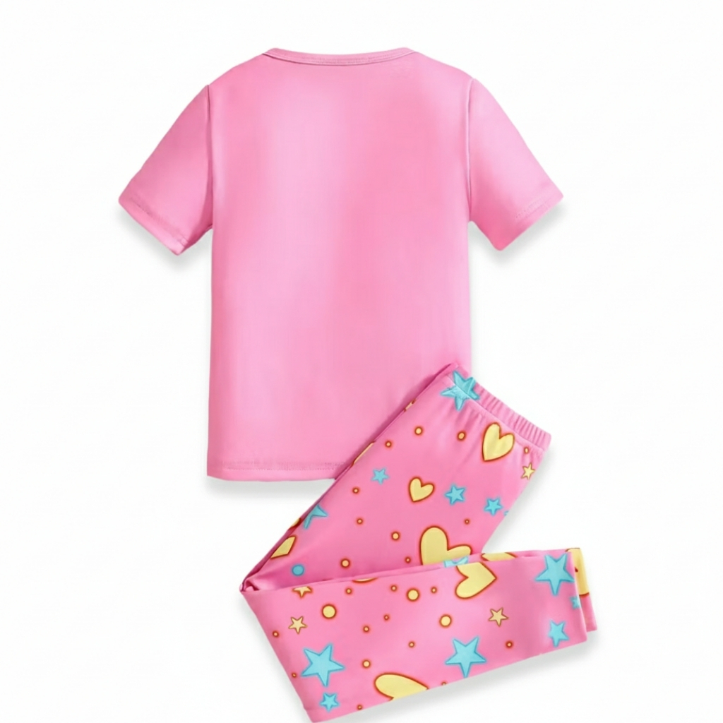 Unicorn Print Short Sleeve Long Pant Pajama Set