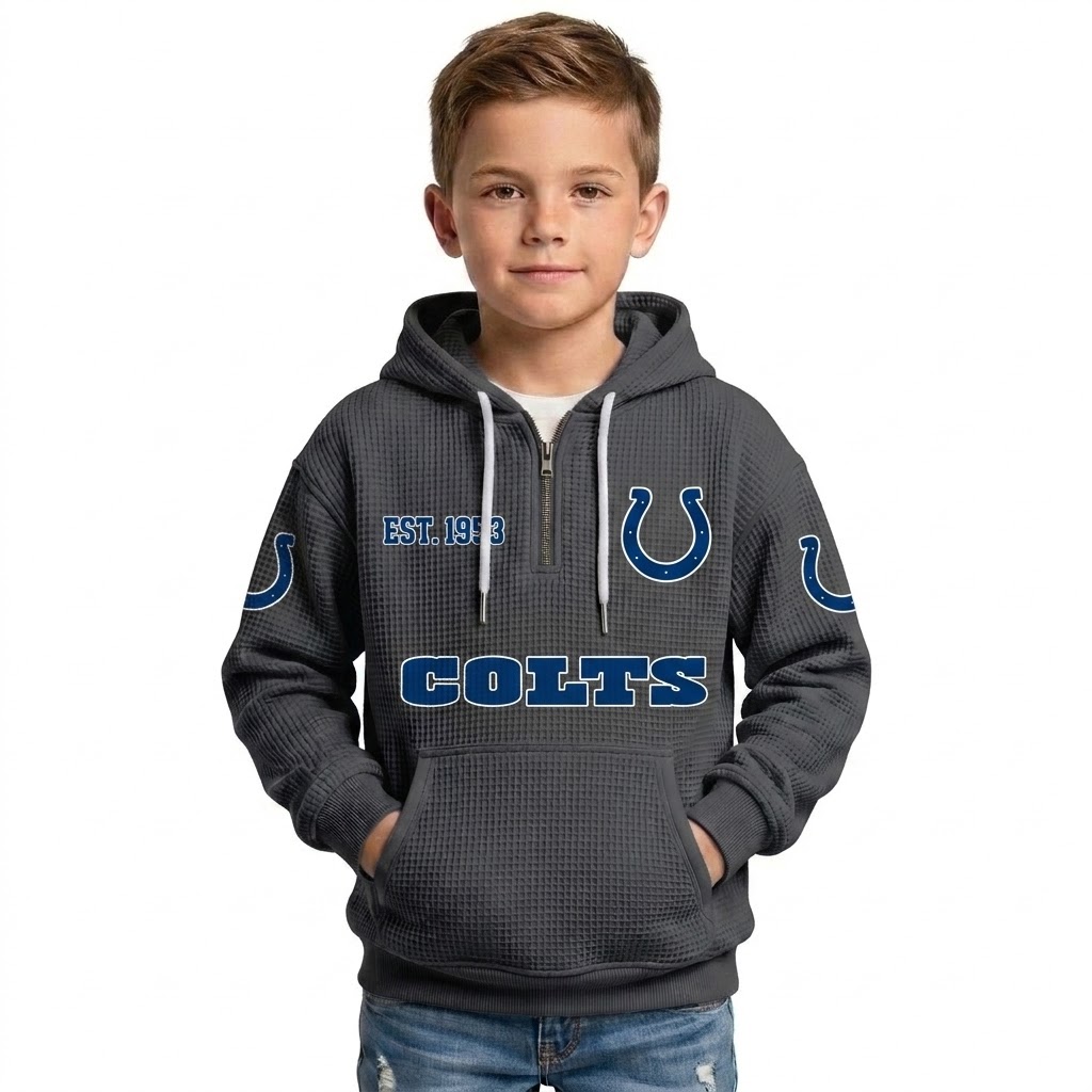 Indianapolis Colts Inspired Quarter Zip Hoodie For Kids