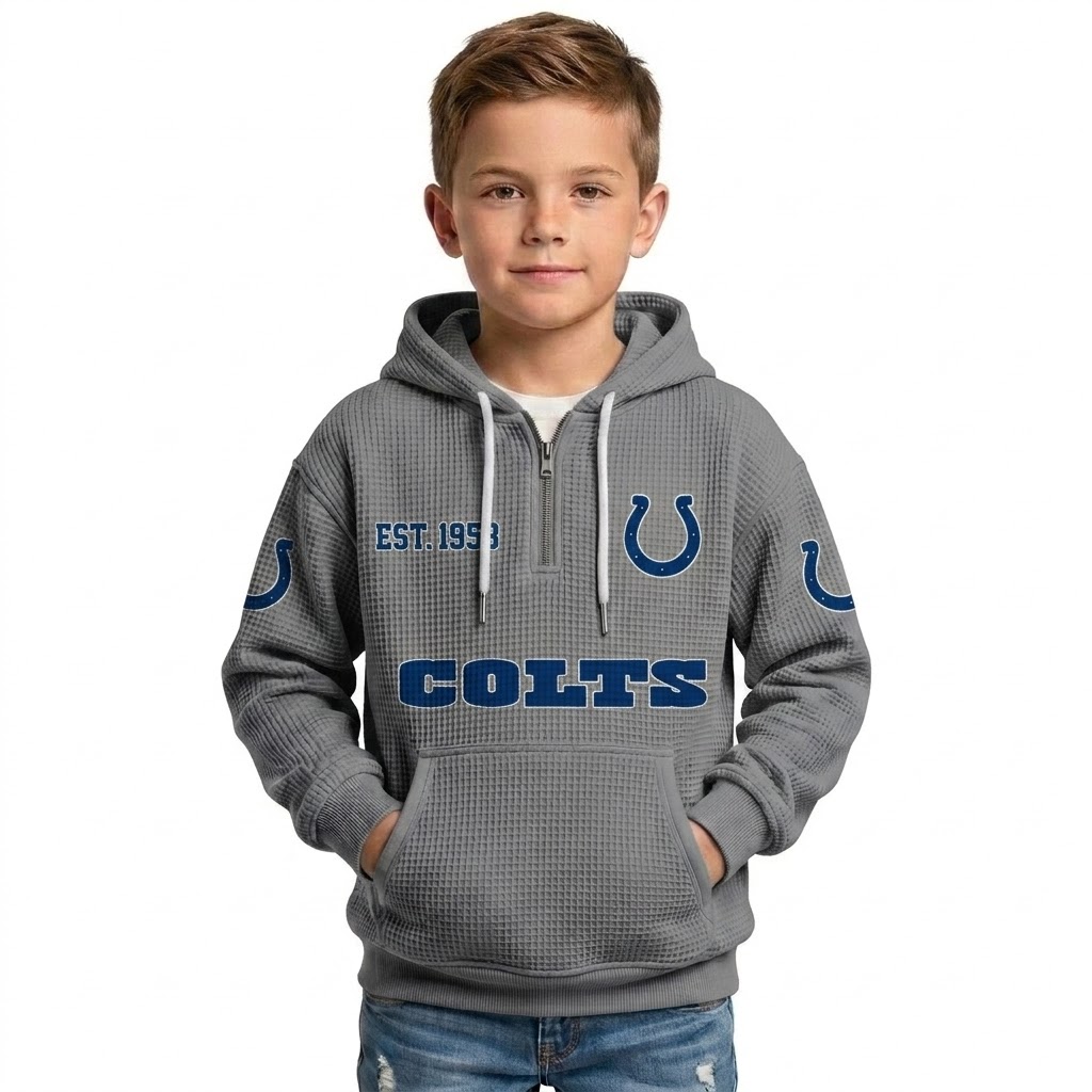 Indianapolis Colts Inspired Quarter Zip Hoodie For Kids