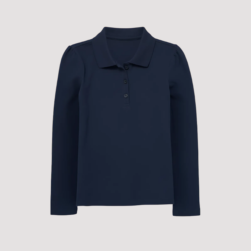 Girls Long Sleeve Pique Polo