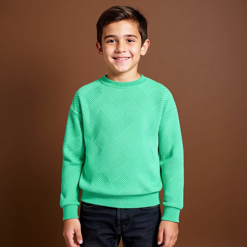 Boys Geometric Pattern Sweatshirts with Long Sleeves Pullover Style