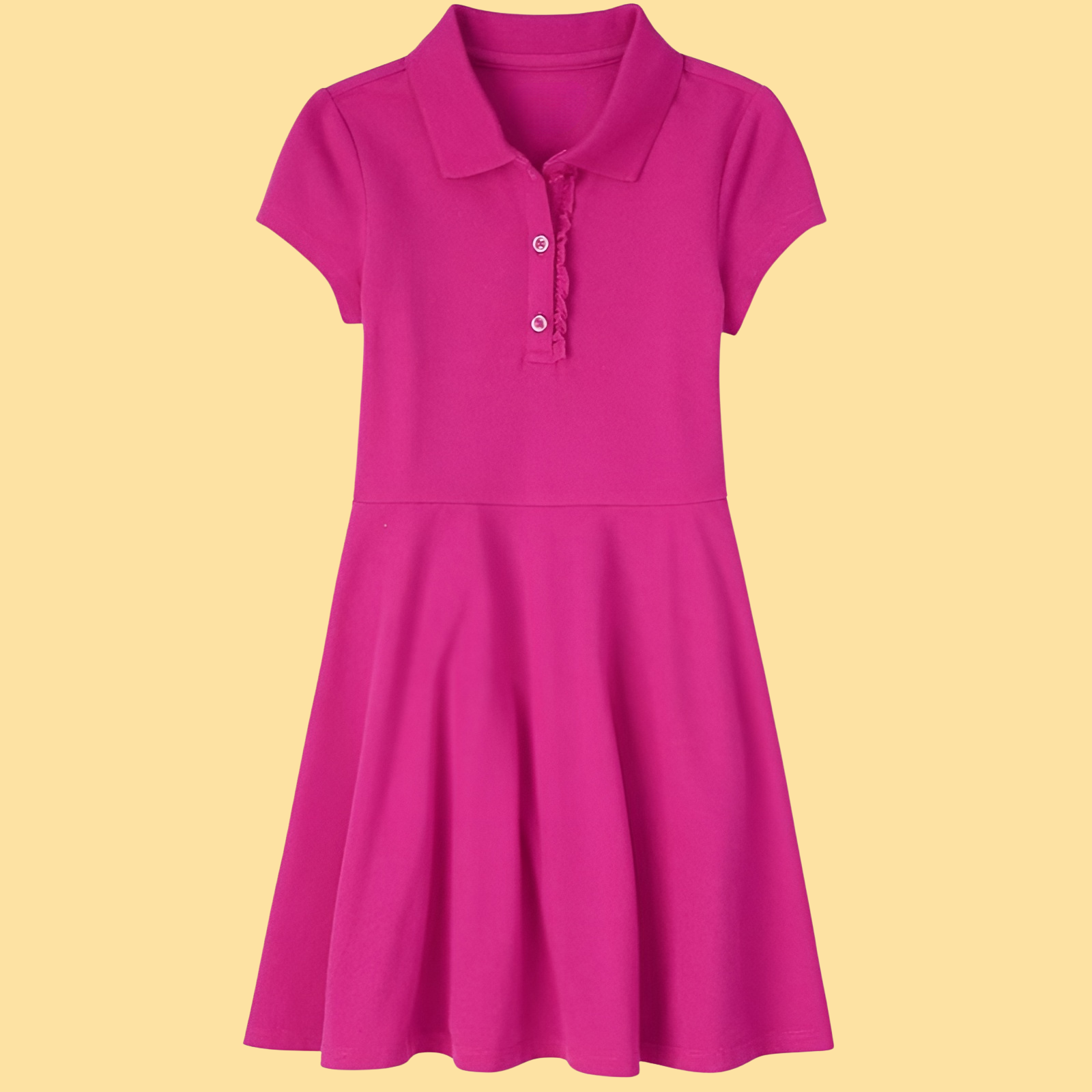 Girls Short Sleeve Ruffle Polo Dress