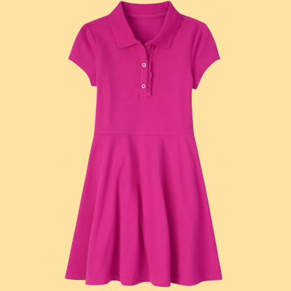 Girls Short Sleeve Ruffle Polo Dress
