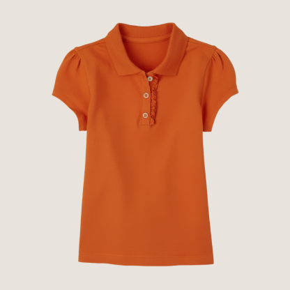 Girls Short Sleeve Ruffle Pique Polo