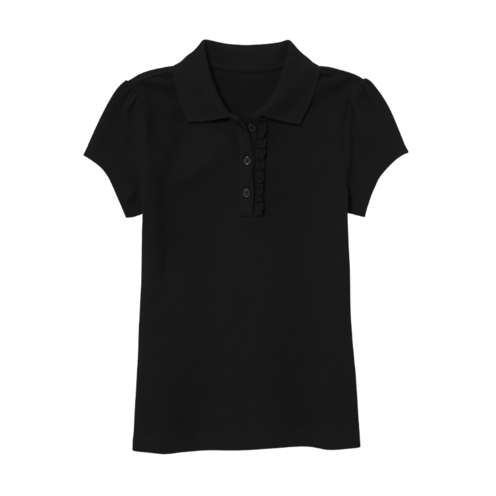 Short Sleeve Ruffle Pique Polo For Girls