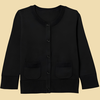 Girls and Toddlers Uniform Slim Fit Crewneck Cardigan Sweater