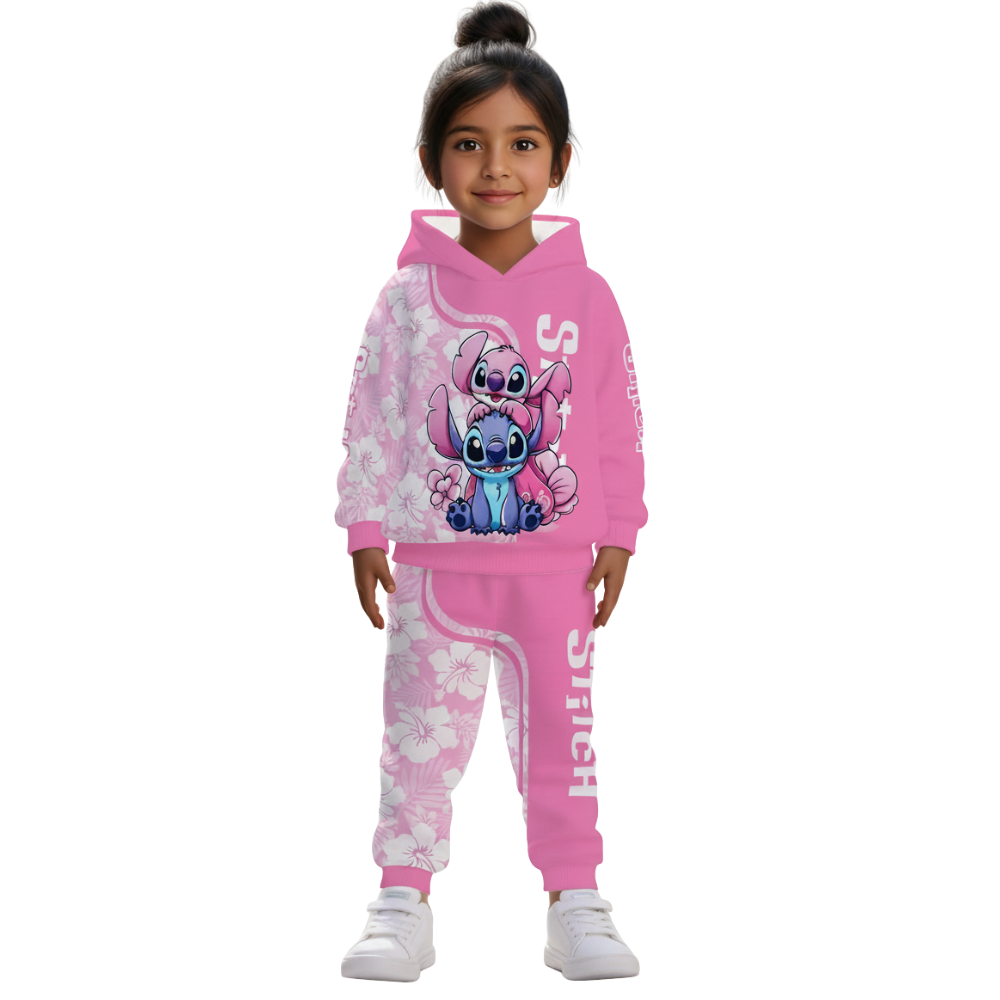 Floral Print Hoodie And Sweatpants Set For Girls