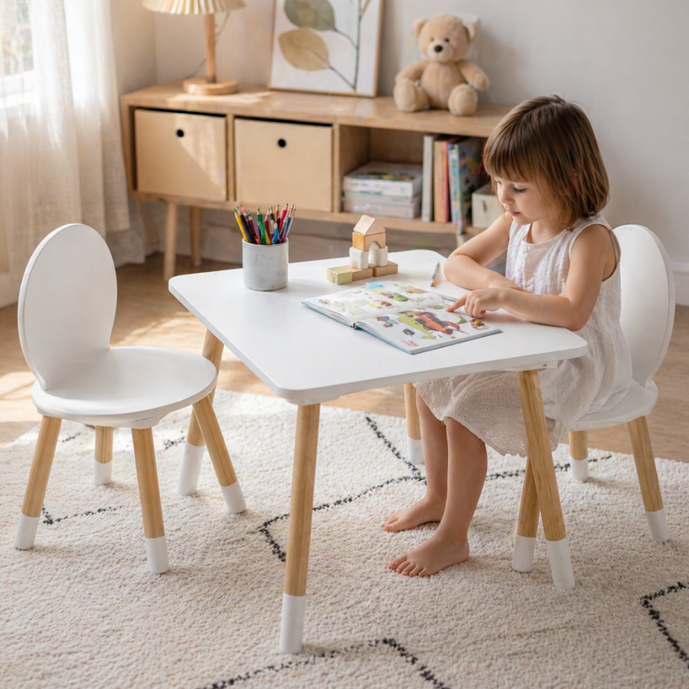 Activity Table And 2 Chairs Set For Kids Art Craft