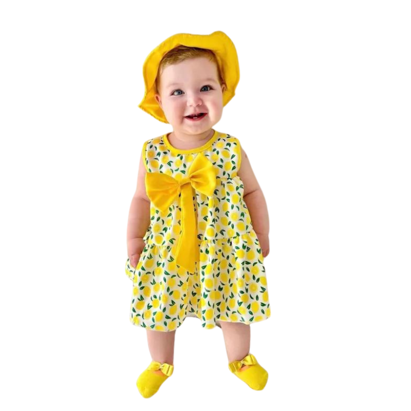 Printed Pattern Dress With Matching Hat And Shoes-Cozy Stroller