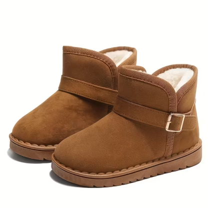 Round Toe Solid Fabric Winter Boots For Girls