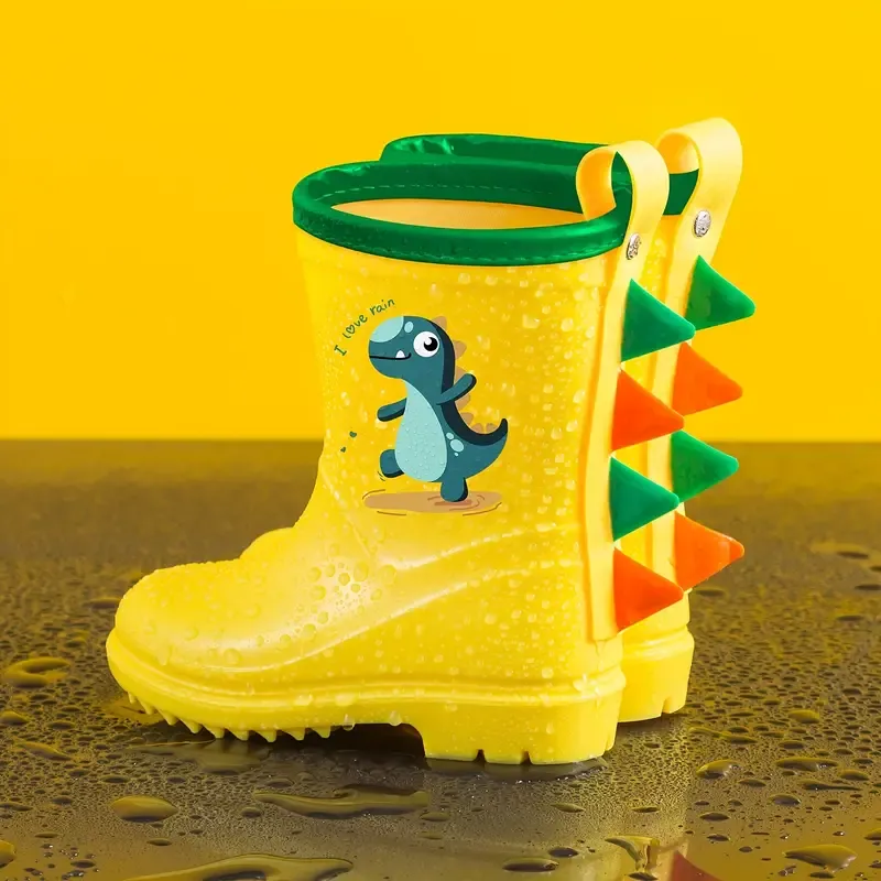 Waterproof Dinosaur Design PVC Boots With Anti Slip Sole For Kids