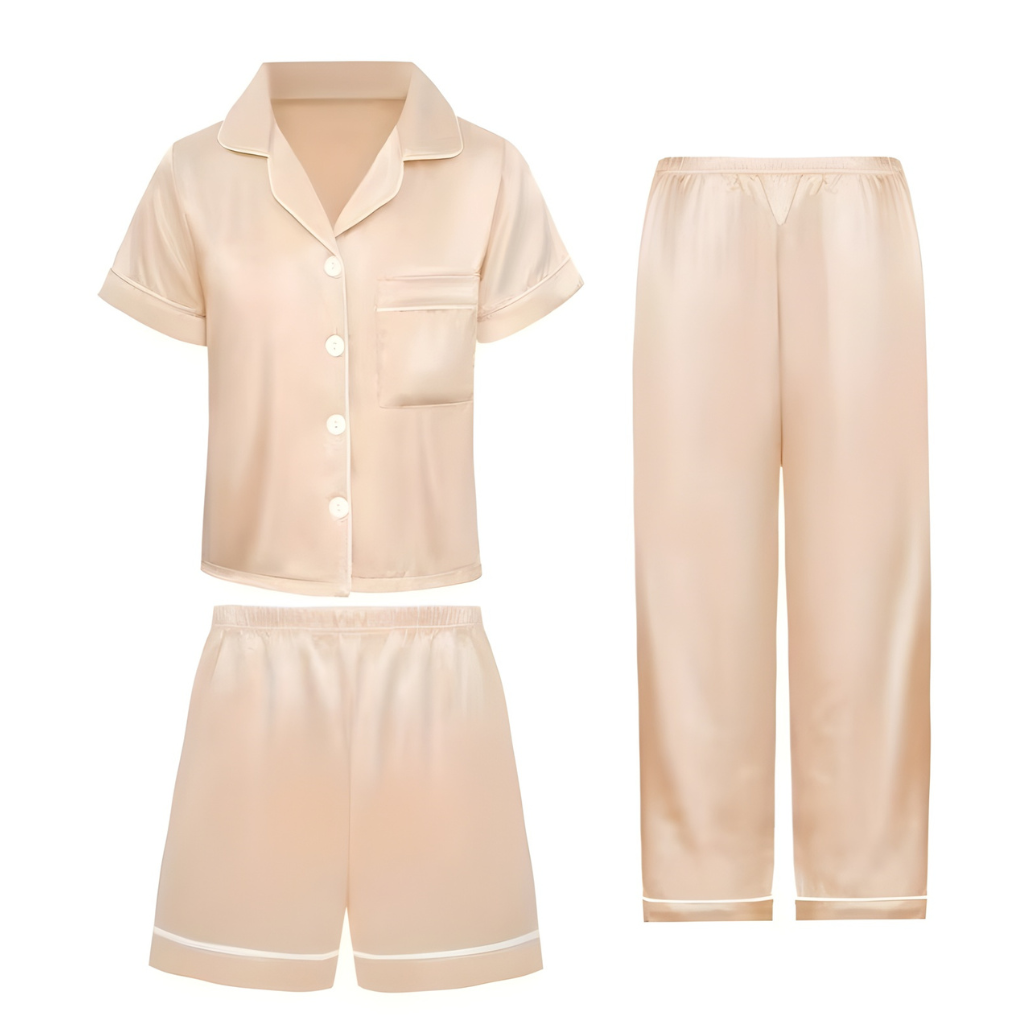 Three Piece Casual Pajama Set For Girls