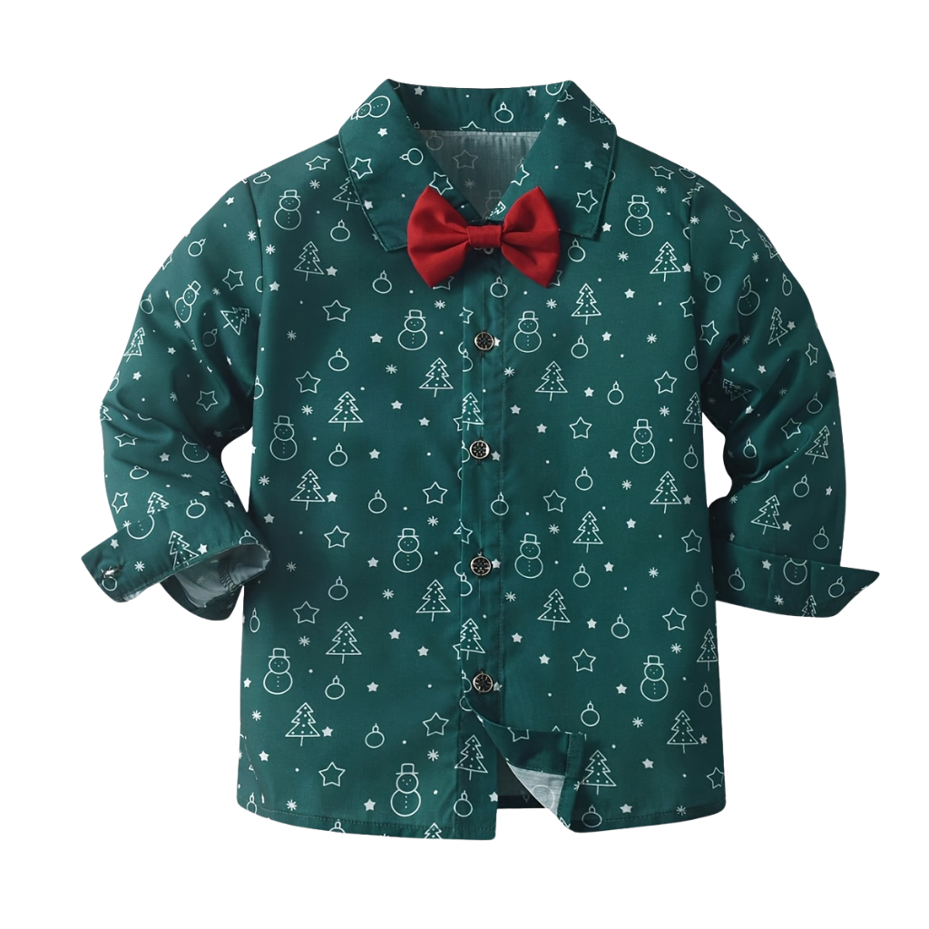 Festive Plaid Overall Shirt Set